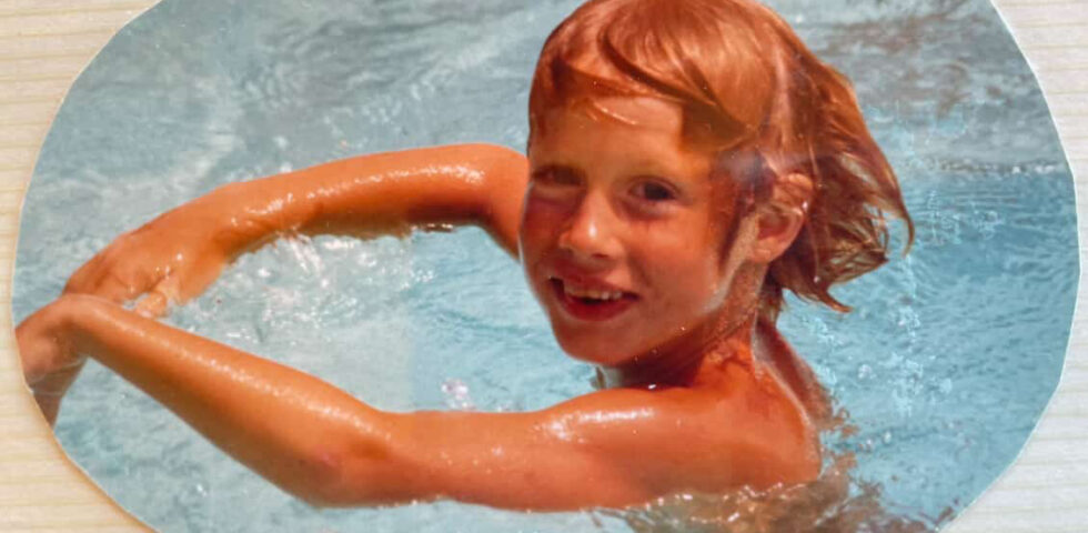 Fred Drake swimming as a child